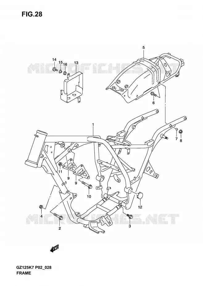 CADRE Suzuki MOTO 125 MARAUDER 2007  GZ125K7(P02)
