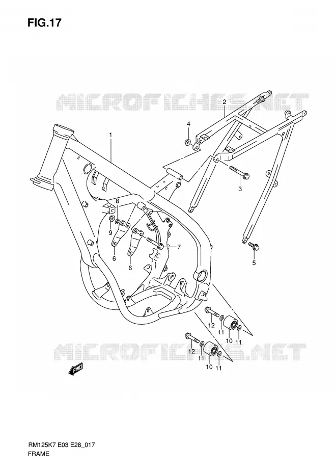 CADRE Suzuki MOTO 125 RM 2008  RM125K8(E3/E28)