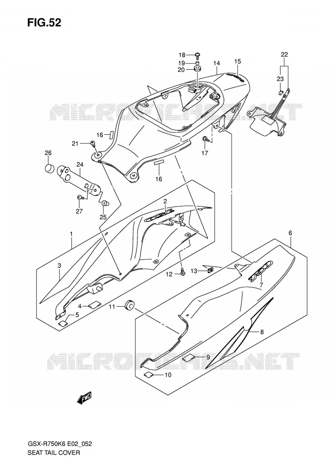 CARENAGE ARRIERE - CAPOT DE SELLE (MODELE K6) Suzuki MOTO 750 GSX-R 2006  GSX-R750U2K6(E2)