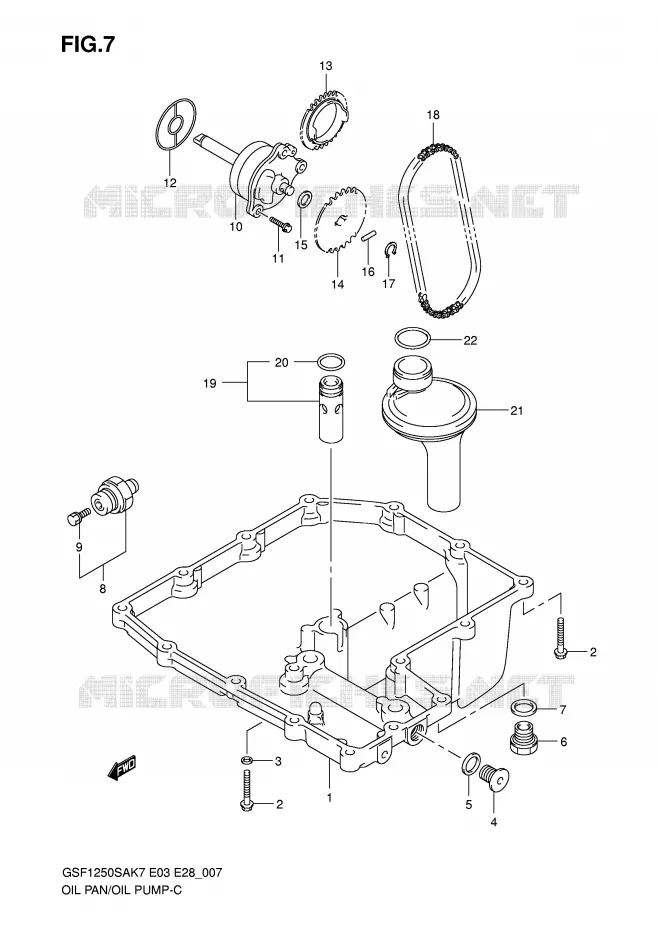 CARTER INFERIEUR - POMPE A HUILE Suzuki MOTO 1250 BANDIT-S 2007  GSF1250SAK7(E3/E28)