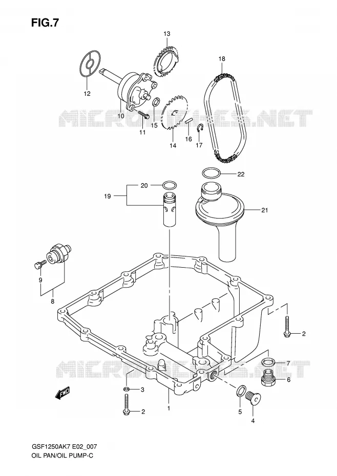 CARTER INFERIEUR - POMPE A HUILE Suzuki MOTO 1250 BANDIT-S 2007  GSF1250SK7(E2)