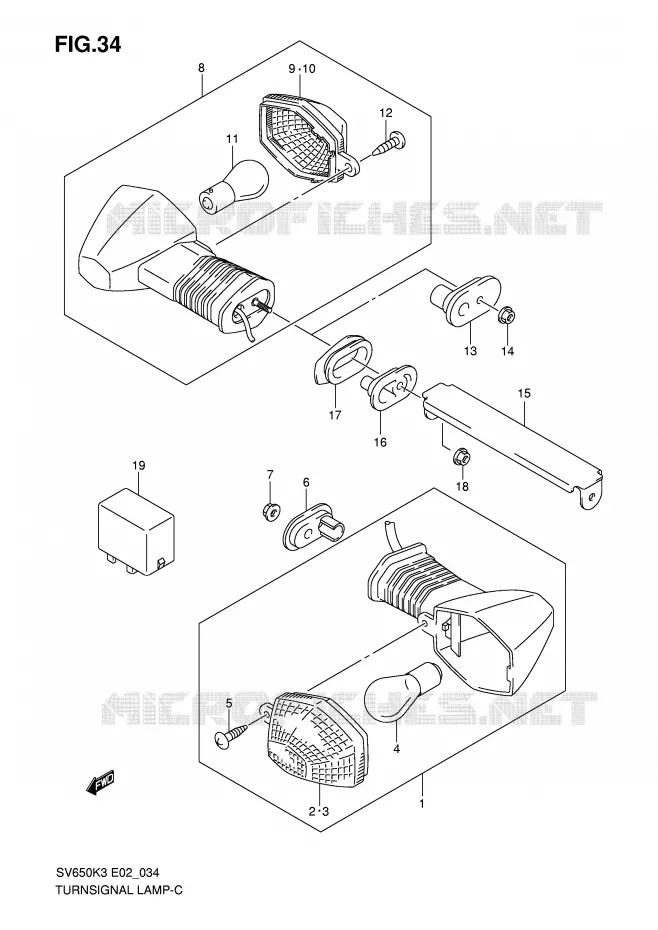 CLIGNOTANTS (NOTE) Suzuki MOTO 650 SV 2007  SV650AK7