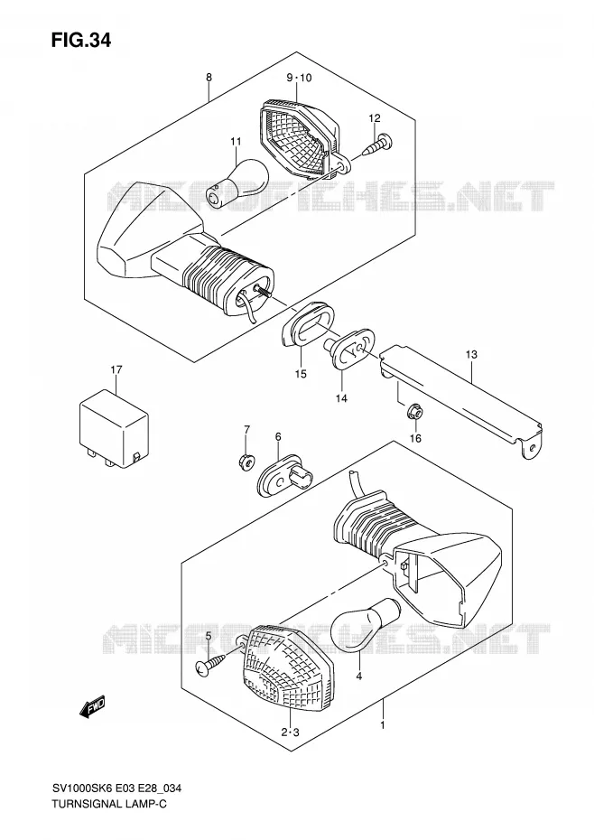 CLIGNOTANTS (SV1000) Suzuki MOTO 1000 SV 2006  SV1000SK6(E3/E28)
