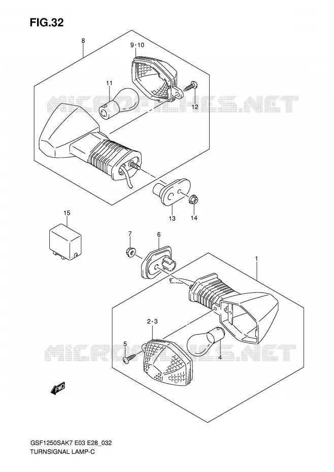 CLIGNOTANTS Suzuki MOTO 1250 BANDIT-S 2007  GSF1250SAK7(E3/E28)