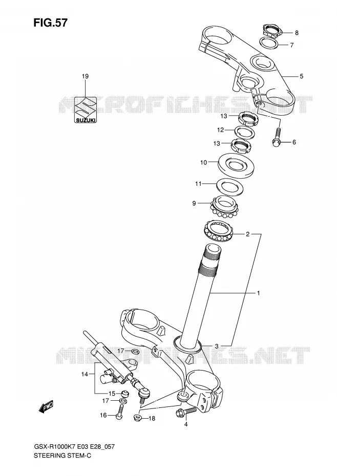 COLONNE DE DIRECTION Suzuki MOTO 1000 GSX-R 2007  GSX-R1000 K7 (E33)