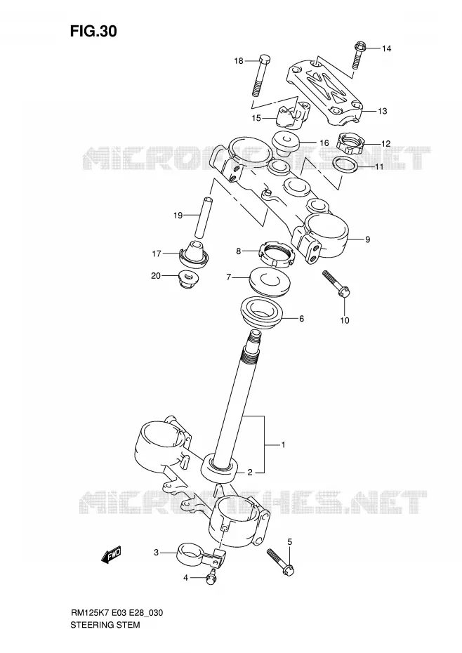COLONNE DE DIRECTION Suzuki MOTO 125 RM 2008  RM125 K8 (E03,E28,E33)