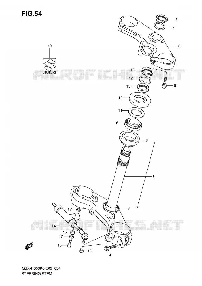 COLONNE DE DIRECTION Suzuki MOTO 600 GSX-R 2007  GSX-R600U2K7(E2)
