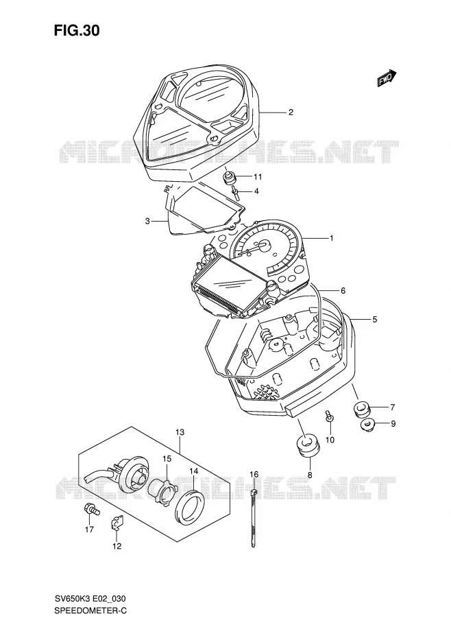 COMPTEUR (SV650SK3/SK4/SUK3/SUK4) Suzuki MOTO 650 SV 2007  SV650UK7(E2)