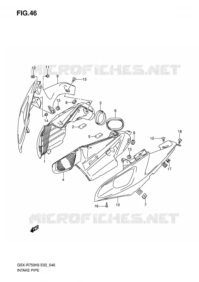 CONDUIT D'ADMISSION Suzuki MOTO 750 GSX-R 2007  GSX-R750K7(E2)