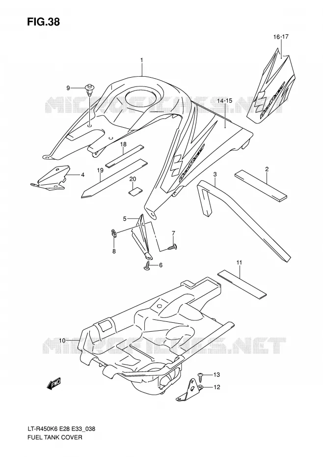 COUVRE RESERVOIR (MODEL K6/K7) Suzuki QUAD 450 QUADRACER 2006  LT-R450K6(E28/E33)