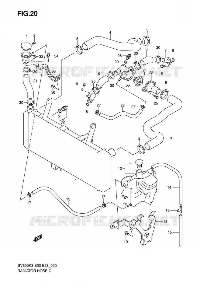 DURITE DE RADIATEUR Suzuki MOTO 650 SV-S 2004  SV650K4/SK4(E3/E28)