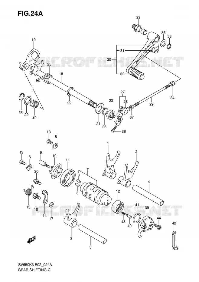 ENSEMBLE DE SELECTION DE VITESSES (MODELE K4) Suzuki MOTO 650 SV 2005  SV650K5(E2)