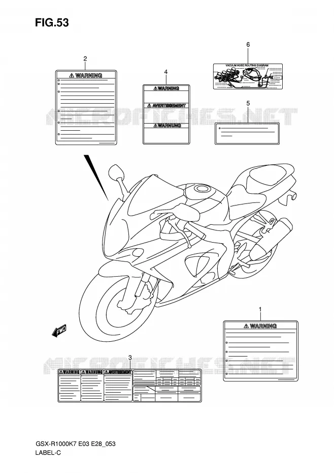 ETIQUETTE Suzuki MOTO 1000 GSX-R 2007  GSX-R1000 K7 (E33)