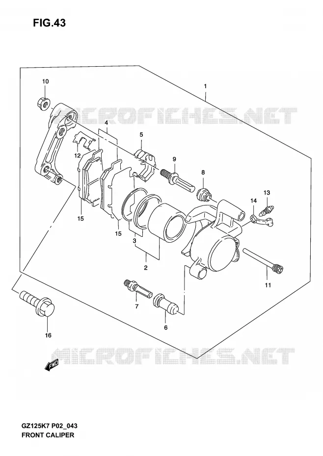 ETRIER DE FREIN AVANT Suzuki MOTO 125 MARAUDER 2006  GZ125K6(P02)
