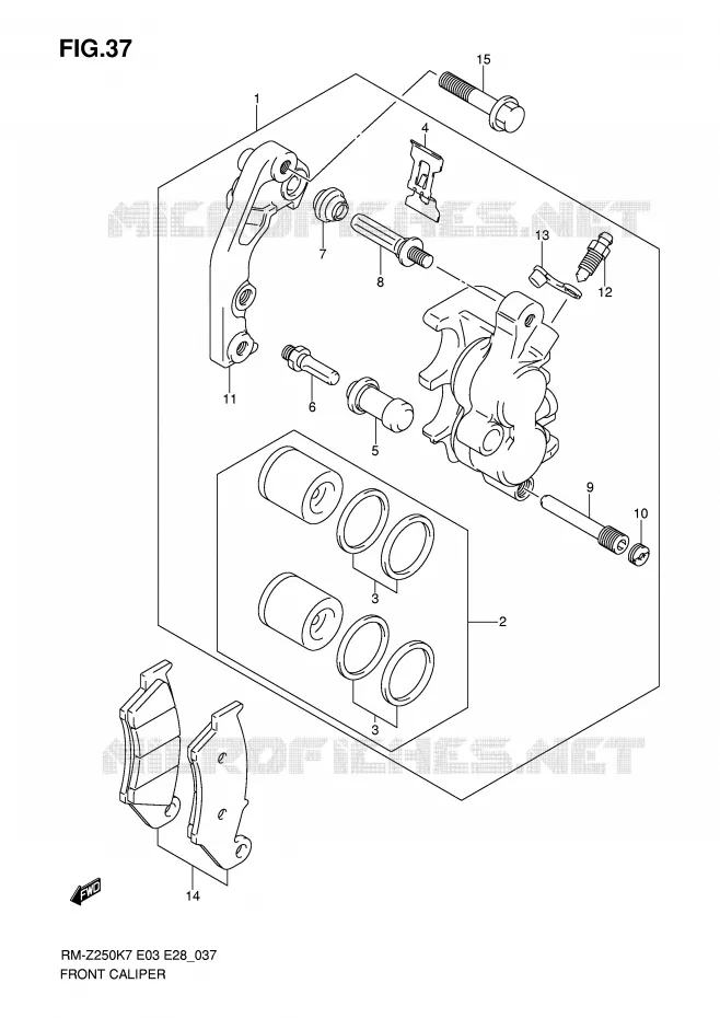 ETRIER DE FREIN AVANT Suzuki MOTO 250 RM-Z 2009  RM-Z250K9(E3/E28)