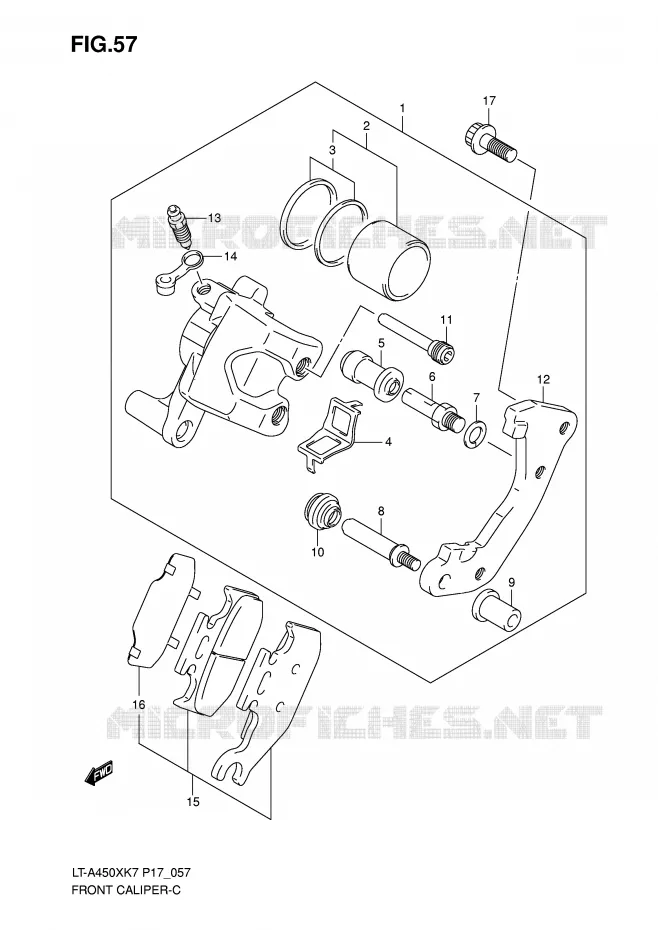 ETRIER DE FREIN AVANT Suzuki QUAD 450 KINGQUAD 2007  LT-A450XK7(P17)