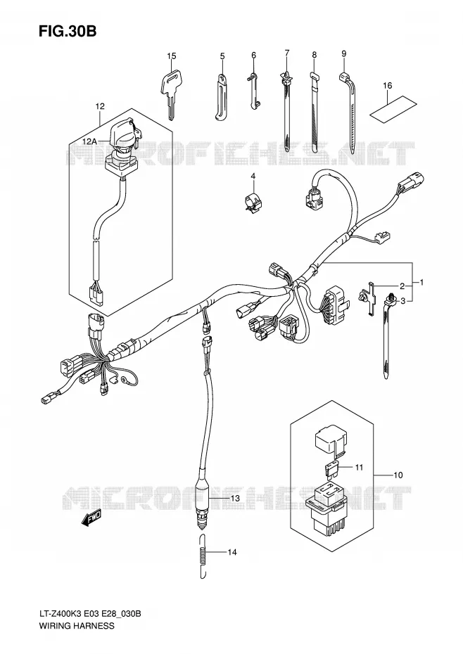 FAISCEAU ELECTRIQUE (MODEL K5/K6/K7) Suzuki QUAD 400 QUADSPORT 2004  LT-Z400ZK4(E3/E28)