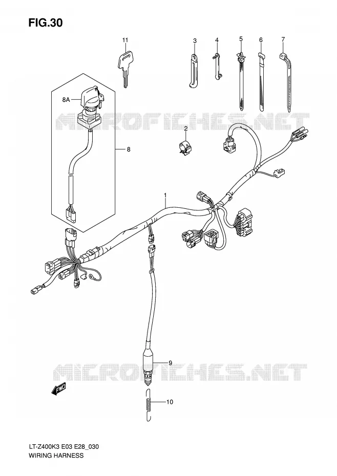 FAISCEAU ELECTRIQUE (MODELE K3) Suzuki QUAD 400 QUADSPORT 2005  LT-Z400K5(E3/E28)