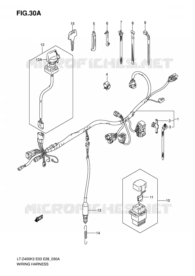 FAISCEAU ELECTRIQUE (MODELE K4) Suzuki QUAD 400 QUADSPORT 2003  LT-Z400K3(E3/E28)