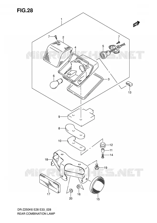 FEU ARRIERE Suzuki MOTO 250 DR-Z 2007  DR-Z250K7(E28/E33)