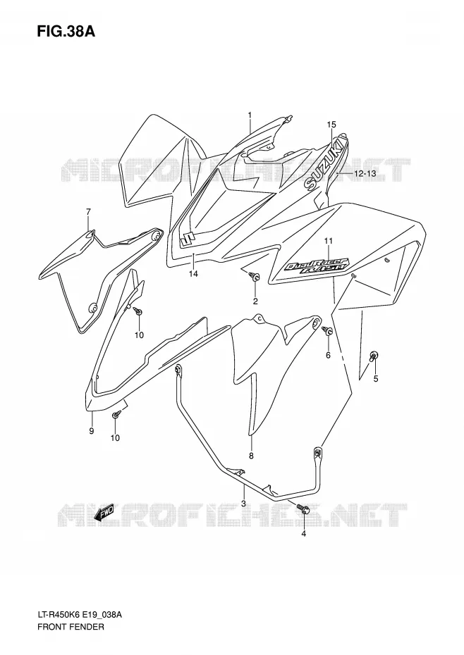 GARDE BOUE AVANT (MODEL K7) Suzuki QUAD 450 QUADRACER 2010  LT-R450L0(E19)