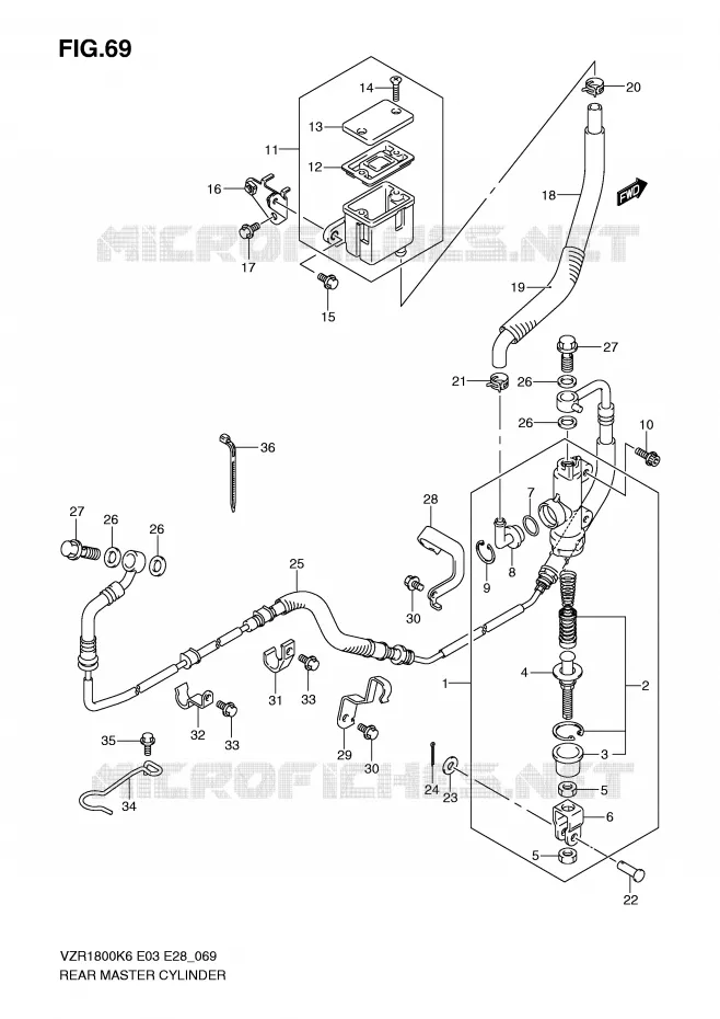 MAITRE CYLINDRE ARRIERE Suzuki MOTO 1800 INTRUDER 2007  VZR1800ZK7(E3/E28)