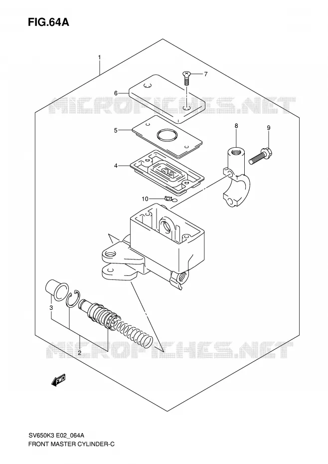 MAITRE CYLINDRE AVANT (SV650AK7/UAK7) Suzuki MOTO 650 SV-S 2007  SV650SUK7(E2)
