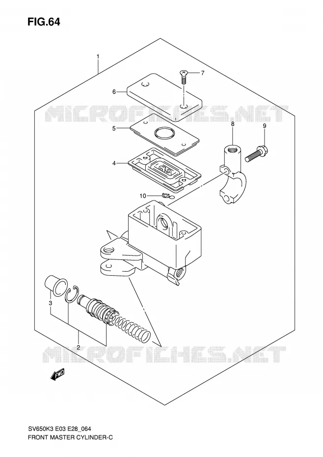 MAITRE CYLINDRE AVANT (SV650K3/K4/K5/K6/K7) Suzuki MOTO 650 SV 2007  SV650AK7/SAK7(E3/E28)