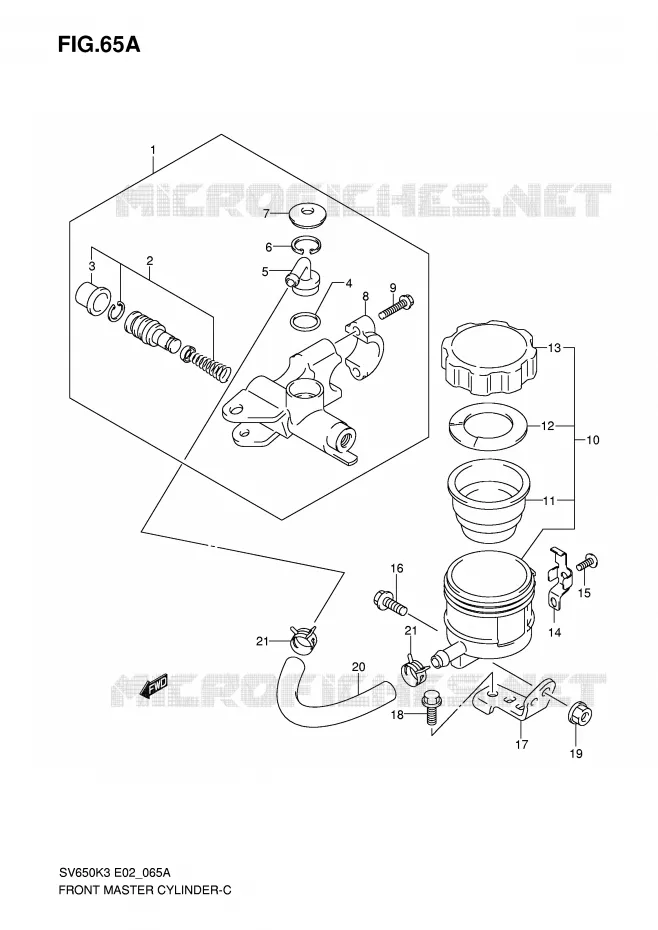 MAITRE CYLINDRE AVANT (SV650SAK7/SUAK7) Suzuki MOTO 650 SV 2005  SV650UK5(E2)