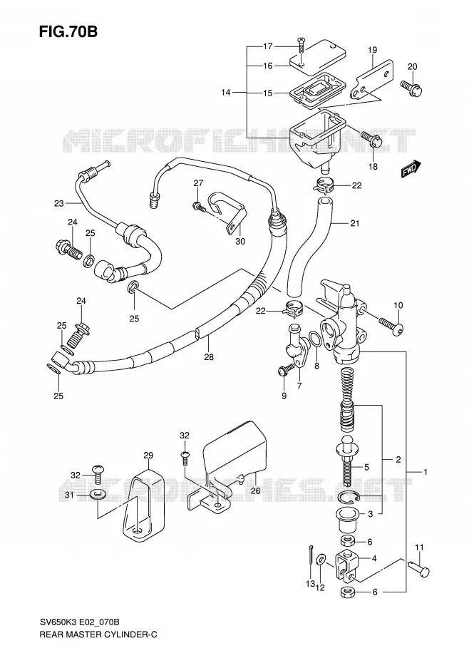 MAITRE CYLINDRE DE FREIN ARRIERE (SV650AK7/UAK7/SAK7/SUAK7) Suzuki MOTO 650 SV-S 2003  SV650SK3(E2)