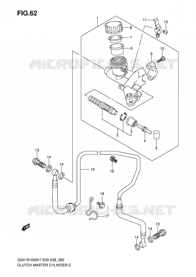 MAITRE CYLINDRE D'EMBRAYAGE Suzuki MOTO 1000 GSX-R 2007  GSX-R1000 K7 (E33)