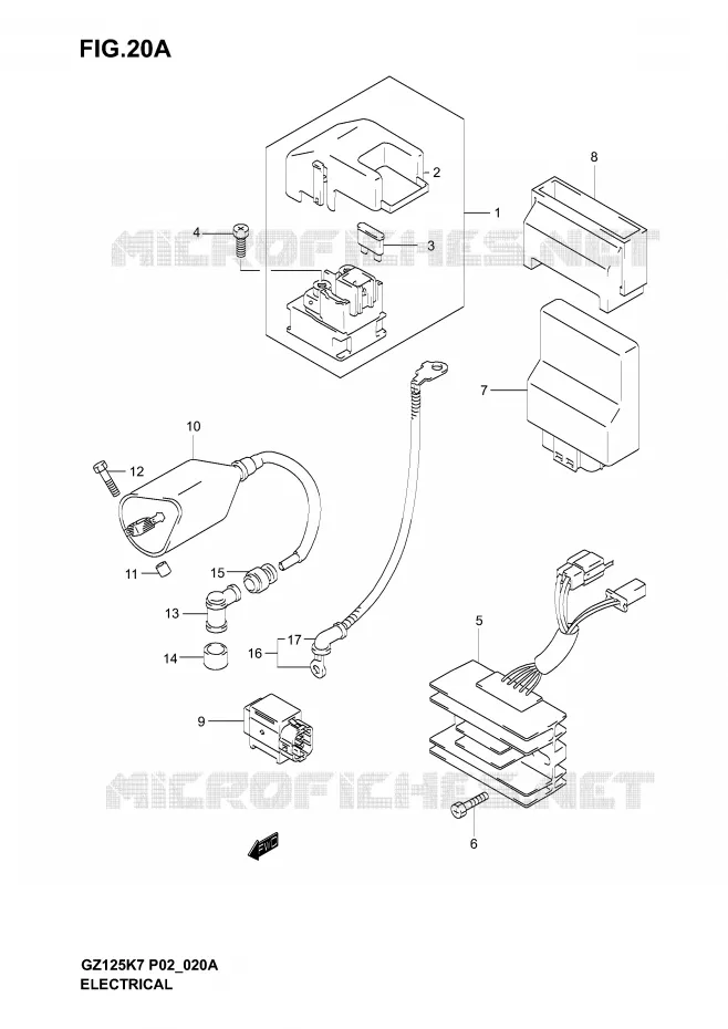 PARTIE ELECTRIQUE (MODEL K7) Suzuki MOTO 125 MARAUDER 2005  GZ125K5(P02)