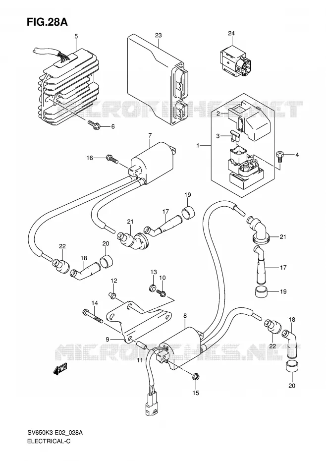PARTIE ELECTRIQUE (MODEL K7) Suzuki MOTO 650 SV-S 2003  SV650SK3(E2)