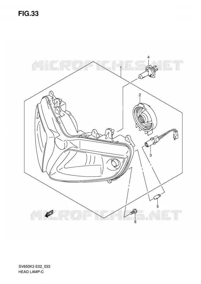 PHARE (VOIR NOTE) Suzuki MOTO 650 SV 2003  SV650K3(E2)