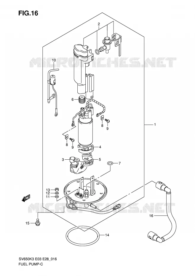 POMPE A ESSENCE (MODELE K3/K4) Suzuki MOTO 650 SV 2005  SV650K5/SK5(E3/E28)