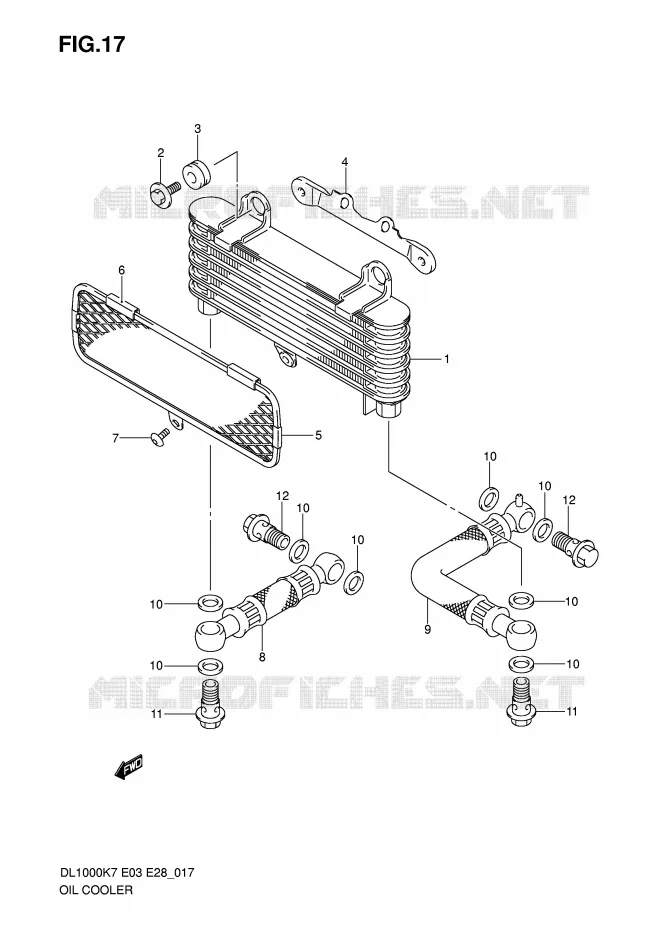 RADIATEUR D'HUILE Suzuki MOTO 1000 V-STROM 2009  DL1000K9(E3/E28)