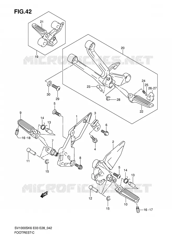 REPOSE PIED Suzuki MOTO 1000 SV 2006  SV1000SK6(E3/E28)