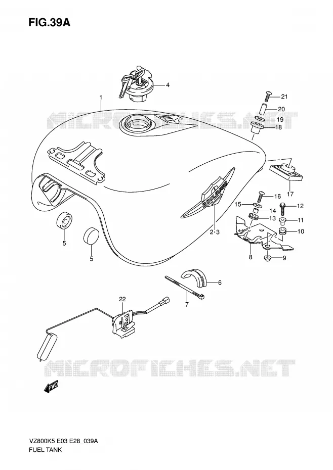RESERVOIR D'ESSENCE (MODEL K7/K8) Suzuki MOTO 800 MARAUDER 2005  VZ800K5(E3/E28)