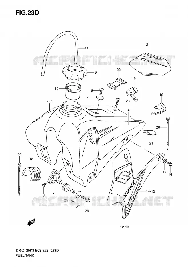 RESERVOIR D'ESSENCE (MODEL K7) Suzuki MOTO 125 DR-Z 2003  DR-Z125K3(E3/E28)
