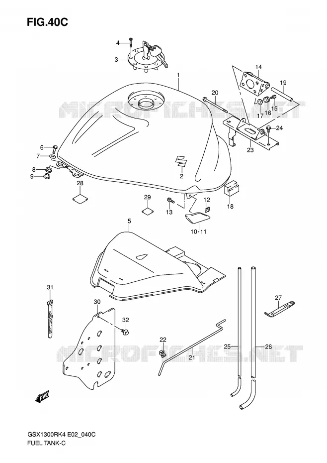 RESERVOIR D'ESSENCE (MODEL K7) Suzuki MOTO 1300 HAYABUSA 2005  GSX1300RU2K5(E2)