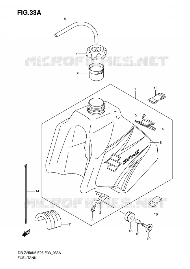 RESERVOIR D'ESSENCE (MODEL K7) Suzuki MOTO 250 DR-Z 2006  DR-Z250K6(E28/E33)