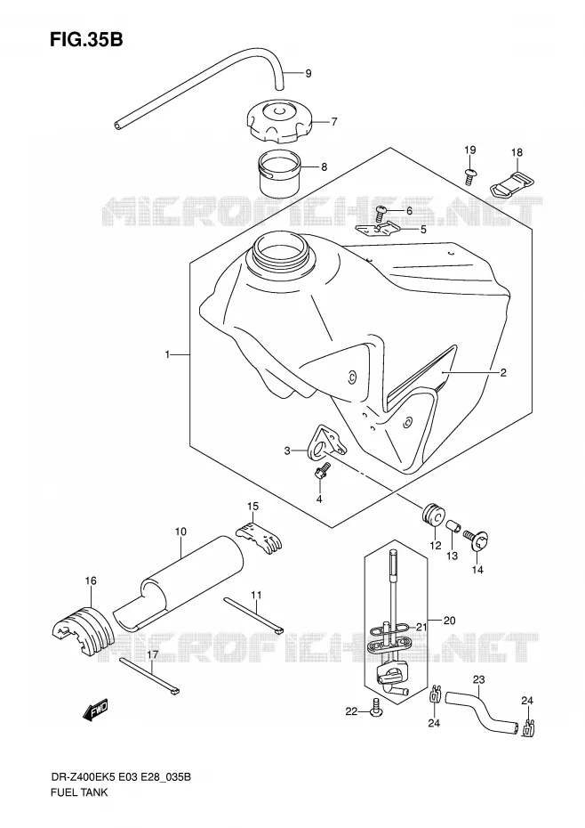 RESERVOIR D'ESSENCE (MODEL K7) Suzuki MOTO 400 DR-Z 2006  DR-Z400EK6(E3/E28)