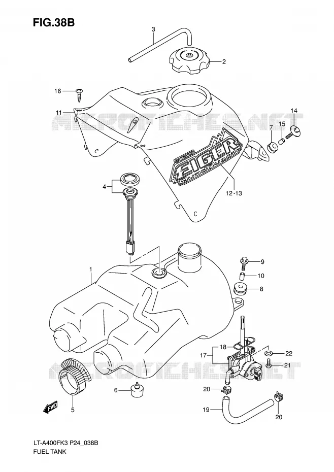 RESERVOIR D'ESSENCE (MODEL K7) Suzuki QUAD 400 EIGER 2004  LT-A400FK4(P24)