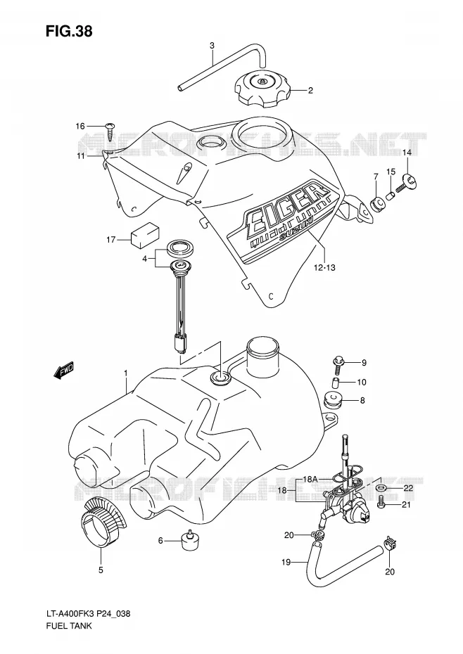 RESERVOIR D'ESSENCE (MODELE K3) Suzuki QUAD 400 EIGER 2003  LT-A400FK3(P24)