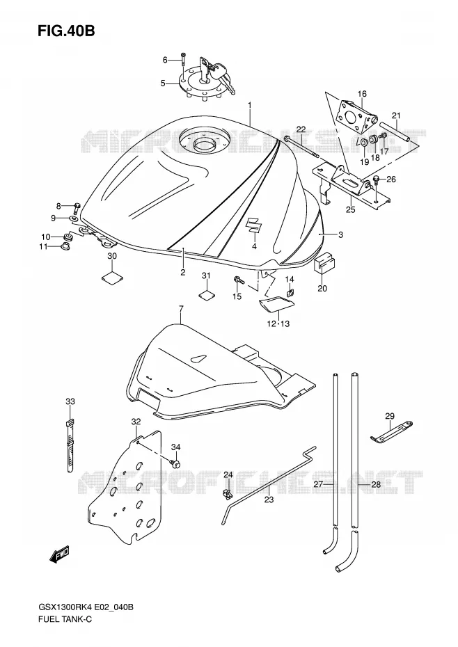 RESERVOIR D'ESSENCE (MODELE K6) Suzuki MOTO 1300 HAYABUSA 2007  GSX1300RZK7(E2)