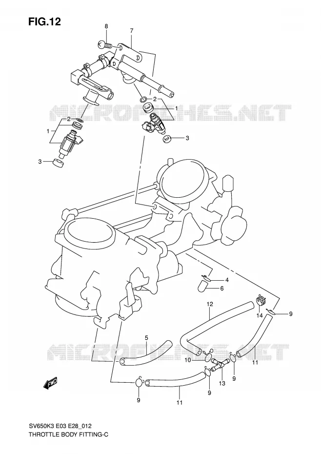 SYSTÈME D'INJECTION (MODEL K3/K4/K5/K6) Suzuki MOTO 650 SV 2007  SV650K7/SK7(E3/E28)