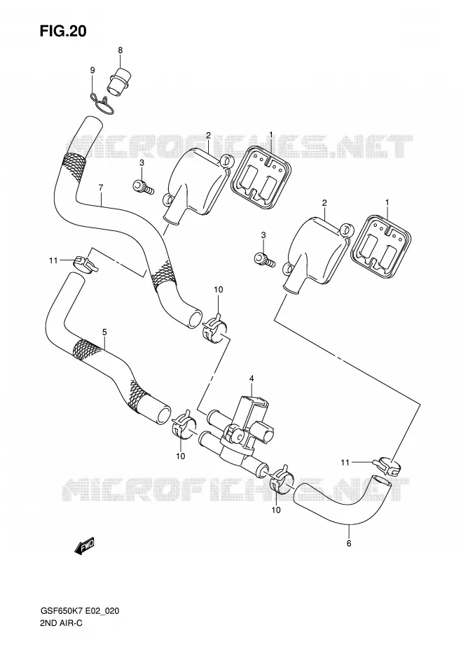 SYSTEME RECYCLAGE GAZ ECHAPPEMENT Suzuki MOTO 650 BANDIT 2007  GSF650SAK7(E19)
