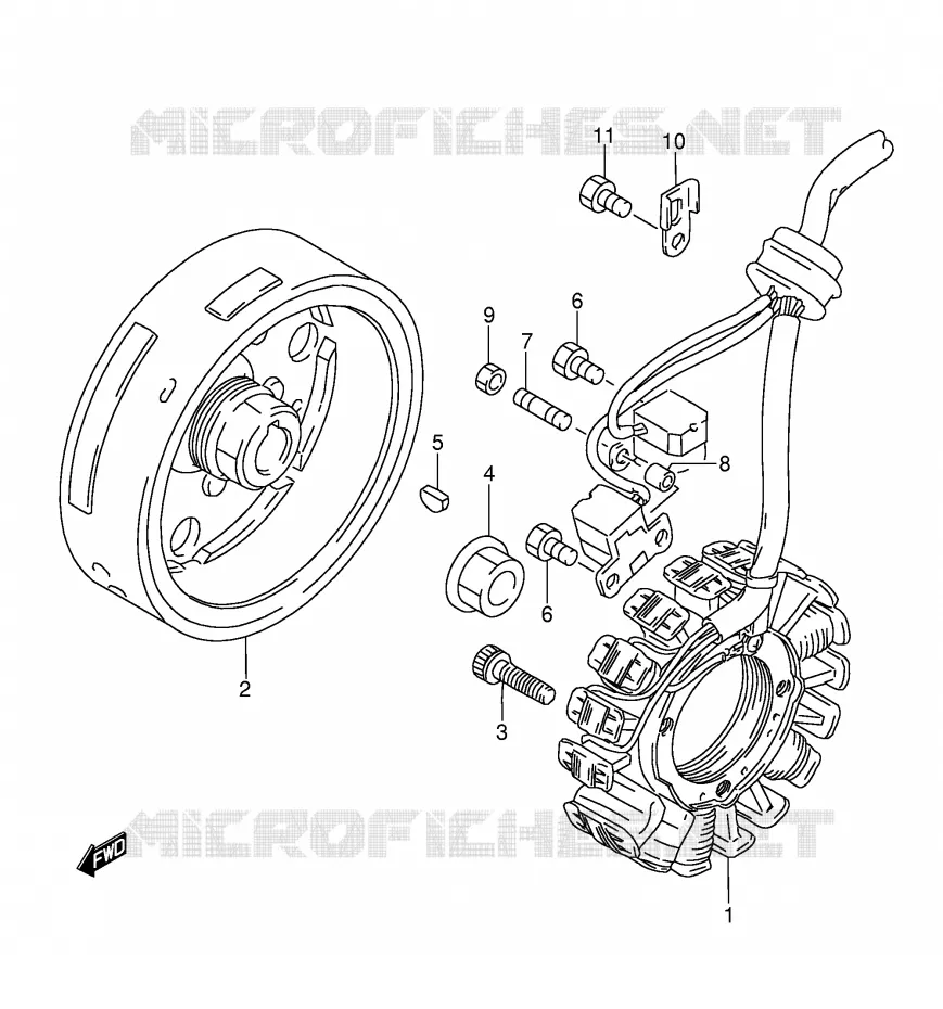 ALLUMAGE ROTOR - STATOR (MODELE P/R/S/T) Suzuki MOTO 350 DR 1993  DR350P(E3)