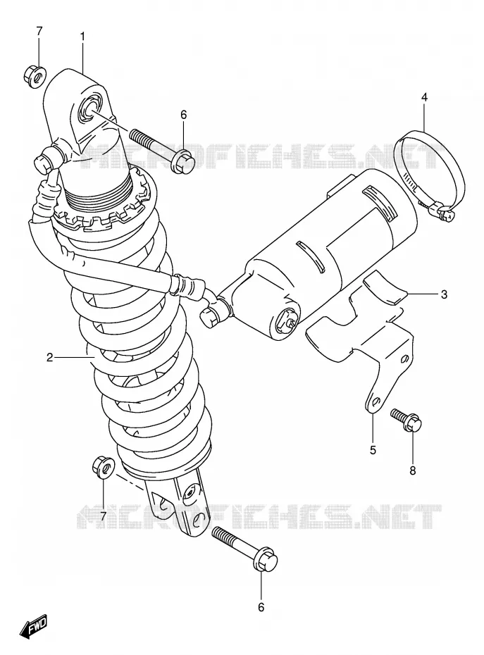 AMORTISSEUR ARRIERE Suzuki MOTO 350 DR 1990  DR350L(E1)