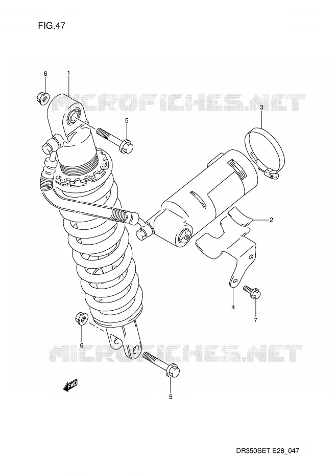 AMORTISSEUR ARRIERE Suzuki MOTO 350 DR 1991  DR350SM(E28)